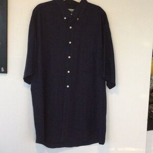 Eddie Bauer Men's Navy Shirt Size L (Linen & Cotten Blend)          #11